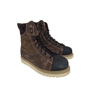 DAKOTA Men's 8'' 523 Steel Toe Steel Plate Ironworker Work Boots Brown Size 8.5M